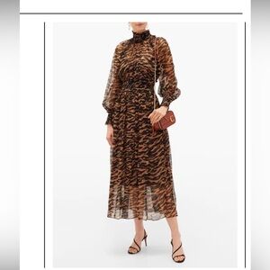 Zimmermann wavelength sheared, tiger print silk chiffon dress